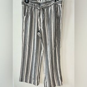 Rewind Dark Blue & White Stripes Linen Pants Women's XL